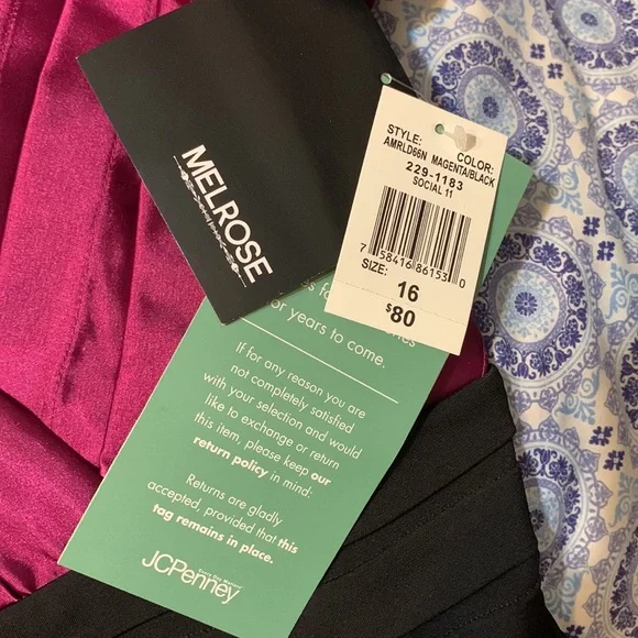 Melrose JCPenney cocktail dress, black and fuschia, super sexy, NWT, size 16 - Picture 5 of 7